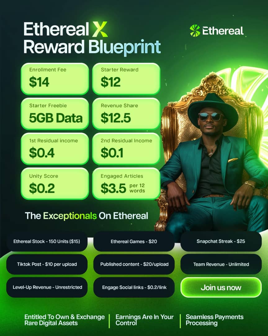 Ethereal, play and earn, social media earning
